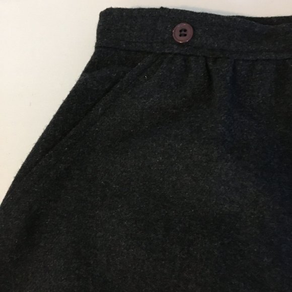 Vintage 80s 90s Dark Grey Business Skirt, Retro Button Waist Casual Office Skirt - Picture 11 of 12